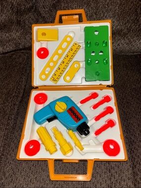 Vintage Fisher‑Price Orange Tool Kit • Near Complete • 1970s Toy• Retro Kids